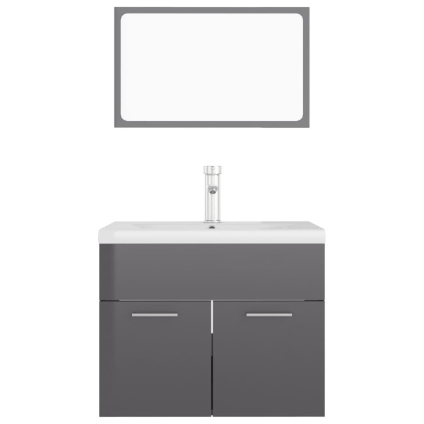 Juego de muebles de baño madera de ingeniería gris brillo