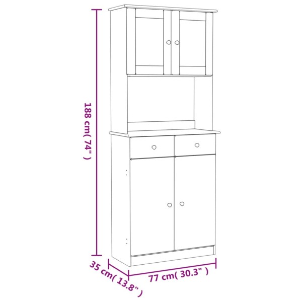 Aparador alto ALTA madera maciza de pino blanco 77x35x188 cm