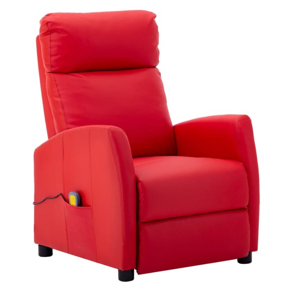 Sillón de masaje eléctrico cuero sintético rojo