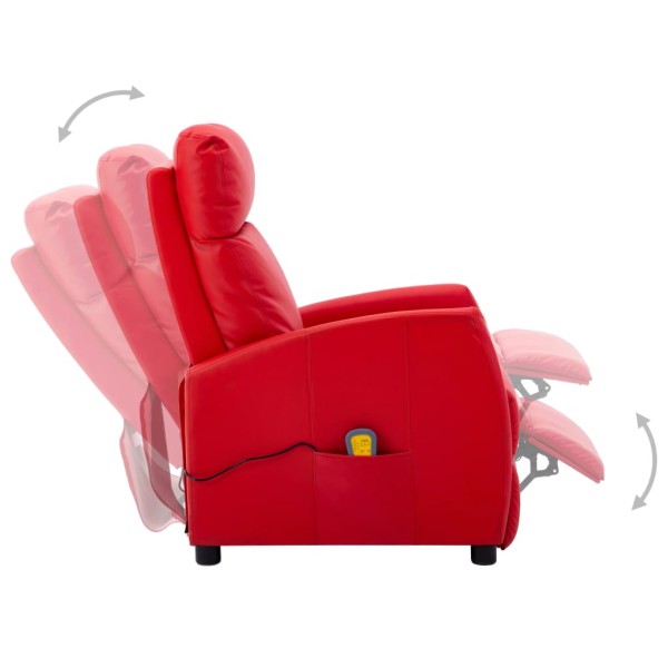 Sillón de masaje eléctrico cuero sintético rojo