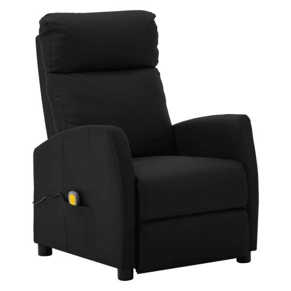 Sillón de masaje reclinable eléctrico de cuero sintético negro