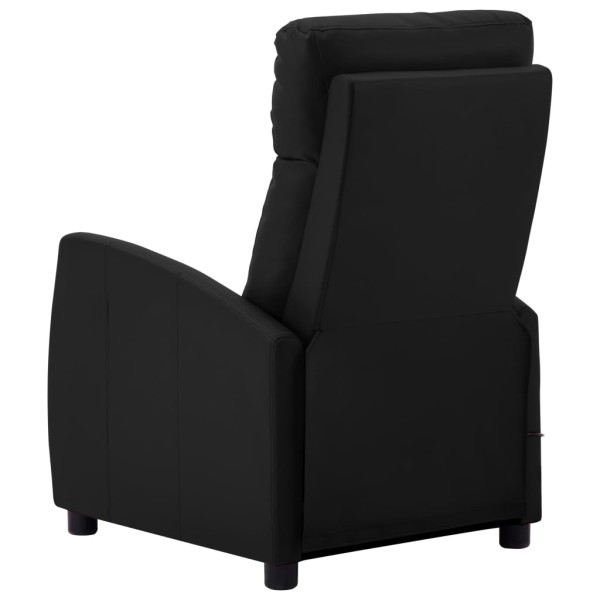 Sillón de masaje reclinable eléctrico de cuero sintético negro