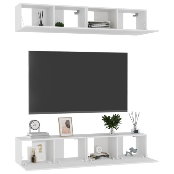 Muebles para TV 4 uds madera contrachapada blanco 80x30x30 cm