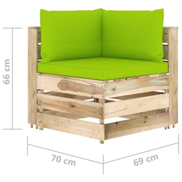 Sofá de palets 2 plazas cojines madera de pino impregnada verde