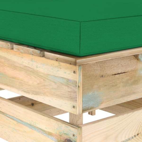 Muebles de jardín 4 piezas con cojines madera impregnada verde