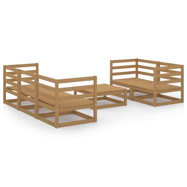 Muebles de jardín 6 piezas marrón miel madera madera de pino