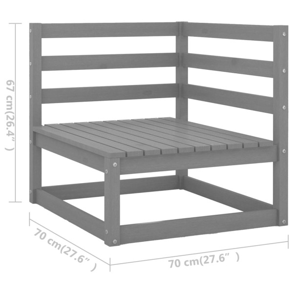 Muebles de jardín 5 piezas gris madera maciza de pino