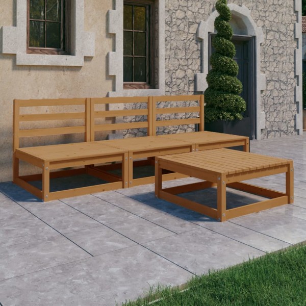 Muebles de jardín 4 piezas marrón miel madera madera de pino