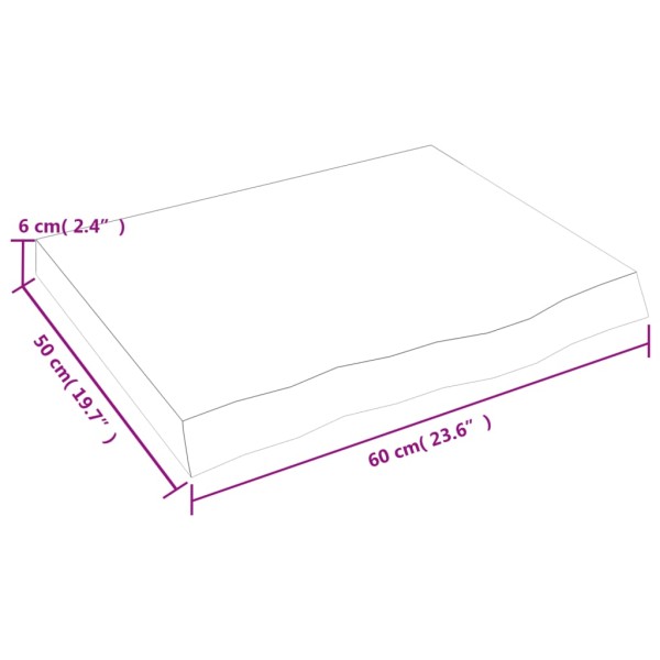 Tablero mesa madera roble tratada marrón claro 60x50x(2-6) cm