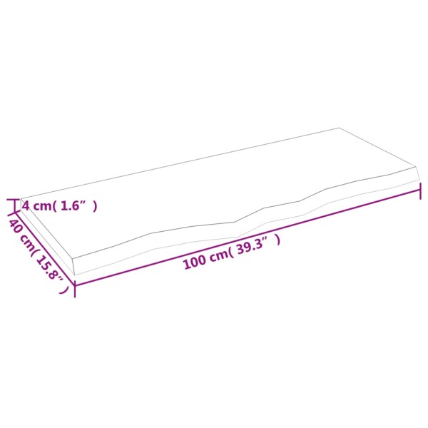 Tablero mesa madera roble tratada marrón claro 100x40x(2-4) cm