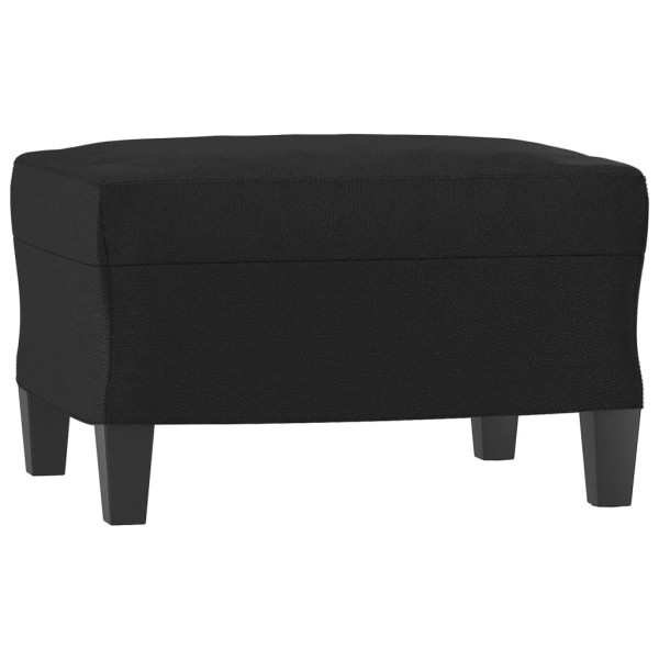 Sillón con taburete cuero sintético negro 60 cm