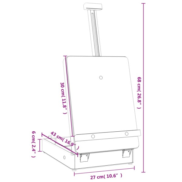 Caballete de sobremesa madera maciza pino 27x43x68 cm