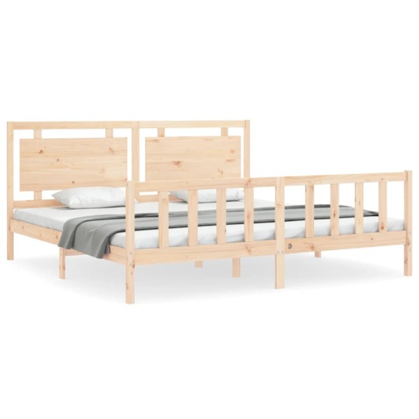 Estructura de cama con cabecero madera maciza 180x200 cm