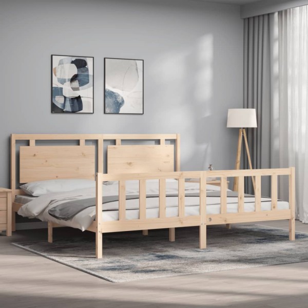 Estructura de cama con cabecero madera maciza 180x200 cm