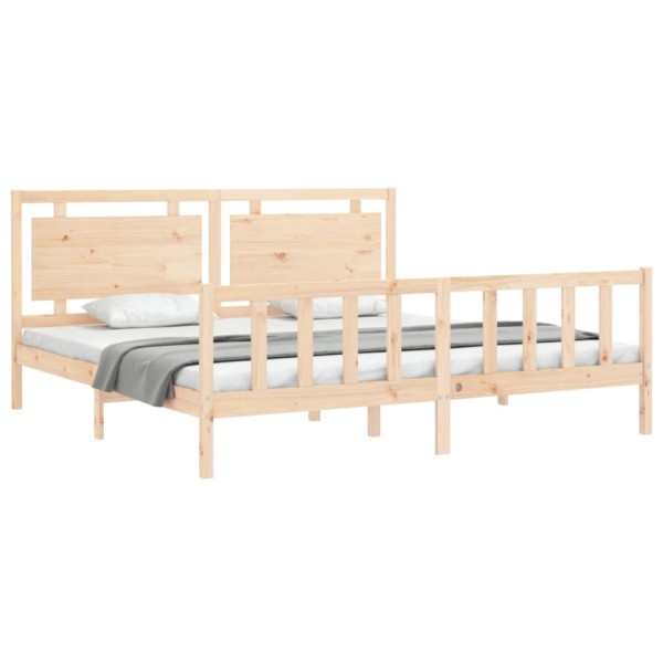 Estructura de cama con cabecero madera maciza 180x200 cm