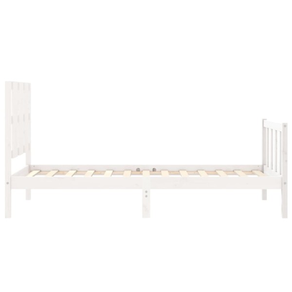 Estructura de cama con cabecero madera maciza blanco 90x190 cm