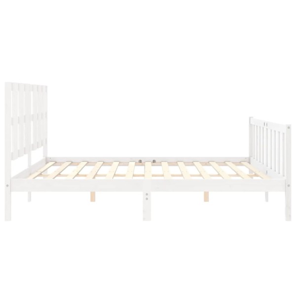 Estructura de cama con cabecero madera maciza blanco 180x200 cm