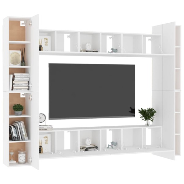 Juego de mueble para TV de 10 piezas aglomerado blanco