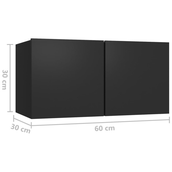 Set de muebles de salón TV 4 piezas madera de ingeniería negro