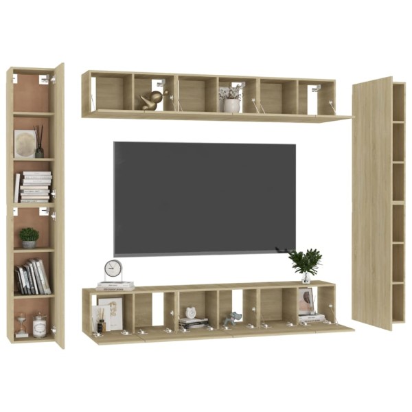 Set de muebles salón TV 10 pzas madera ingeniería roble Sonoma