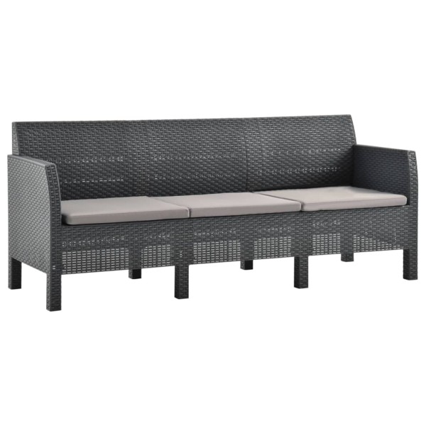 Set de muebles de jardín 2 pzas cojines PP ratán gris antracita