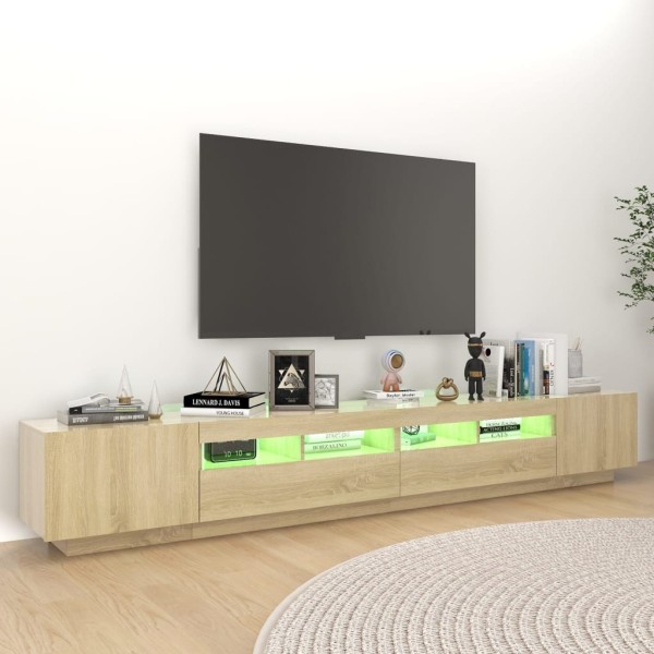 Armario TV con luces LED color roble Sonoma 260x35x40 cm