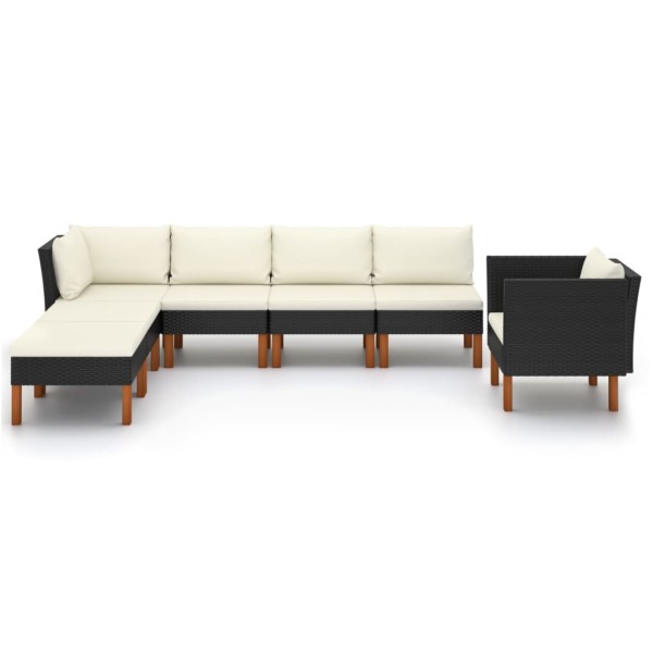 Set muebles de jardín 7 pzas ratán sintético eucalipto negro