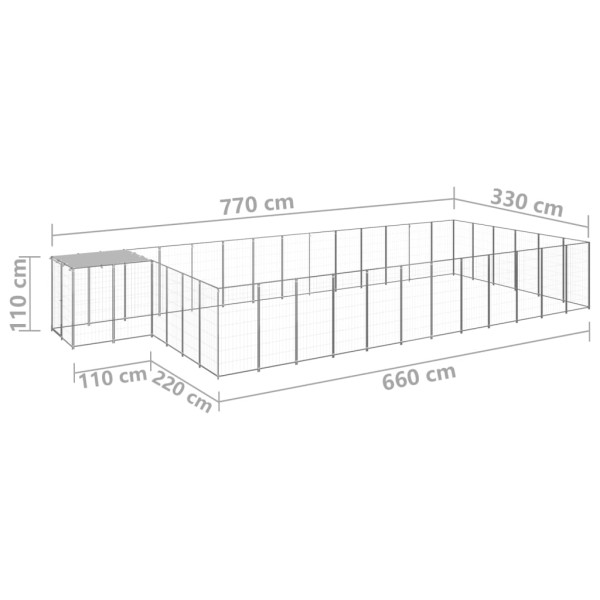 Perrera plateada 22,99 m² acero