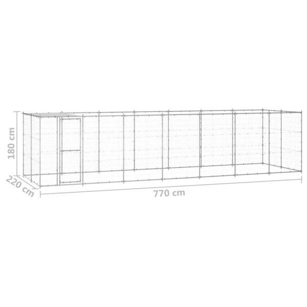 Perrera de exterior de acero galvanizado con techo 16,94 m²