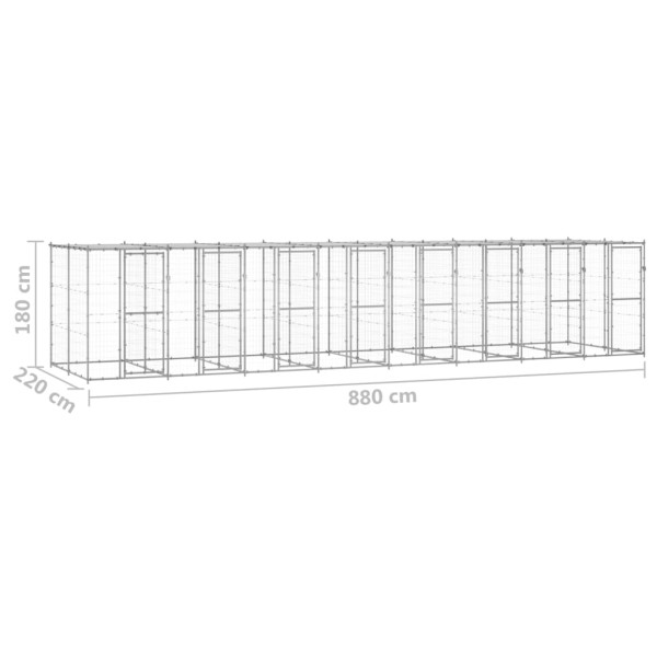 Perrera de exterior de acero galvanizado con techo 19,36 m²