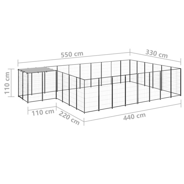 Perrera negra 15,73 m² acero