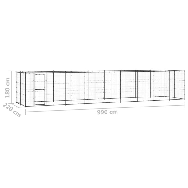 Perrera de exterior de acero con techo 21,78 m²