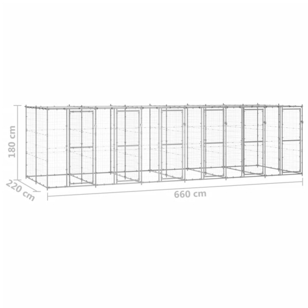 Perrera de exterior de acero galvanizado con techo 14,52 m²