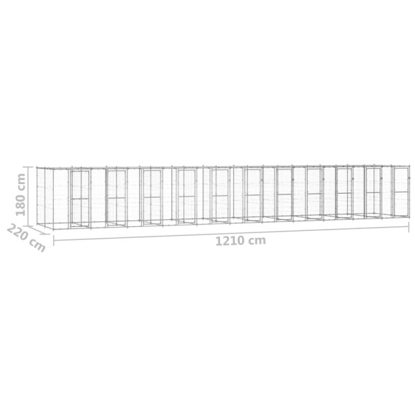 Perrera de exterior de acero galvanizado con techo 26,62 m²