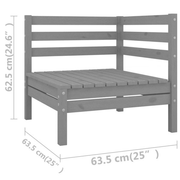 Juego de muebles de jardín 8 piezas madera maciza de pino gris