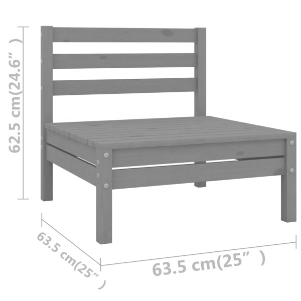 Juego de muebles de jardín 6 piezas madera maciza de pino gris