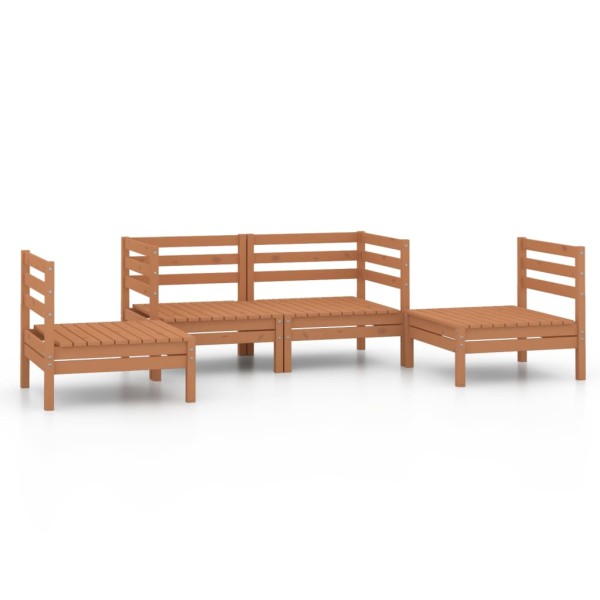 Juego muebles de jardín 4 pzas madera maciza pino marrón miel