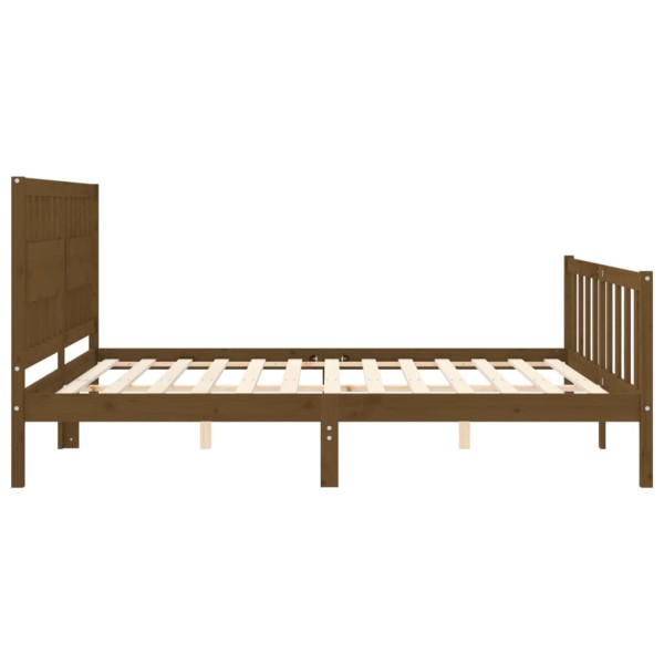 Estructura de cama con cabecero madera maciza marrón miel