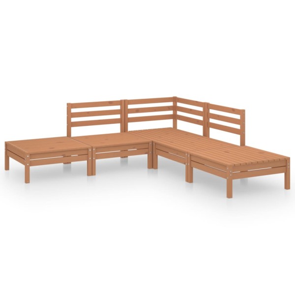 Juego muebles de jardín 5 pzas madera maciza pino marrón miel