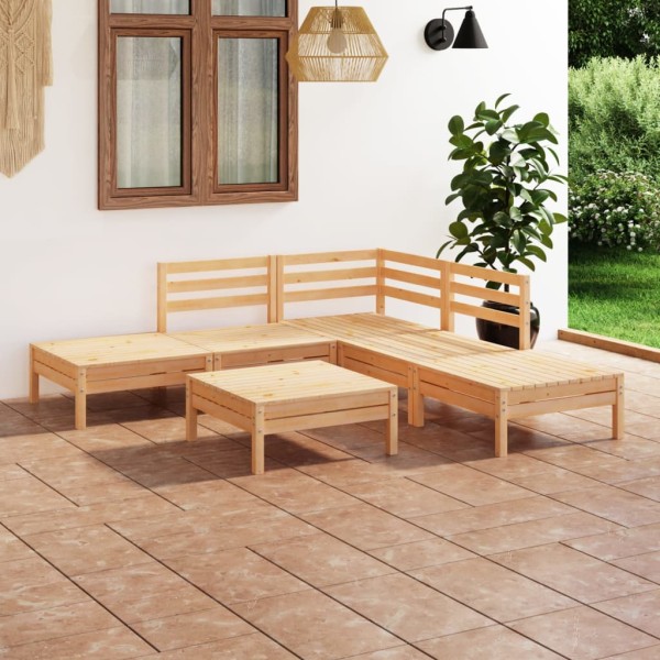 Juego de muebles de jardín 6 piezas madera maciza pino