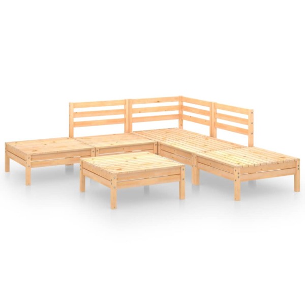 Juego de muebles de jardín 6 piezas madera maciza pino