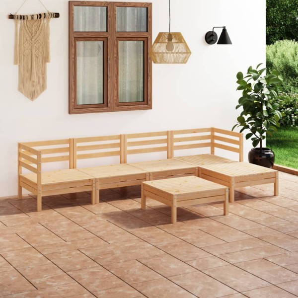 Juego de muebles de jardín 6 piezas madera pino maciza gris