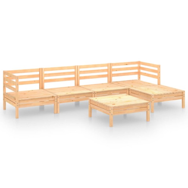 Juego de muebles de jardín 6 piezas madera pino maciza gris