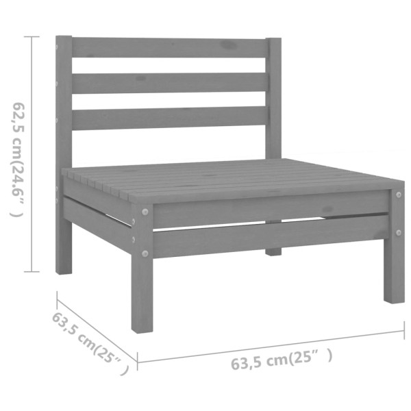 Juego de muebles de jardín 5 piezas madera maciza de pino gris