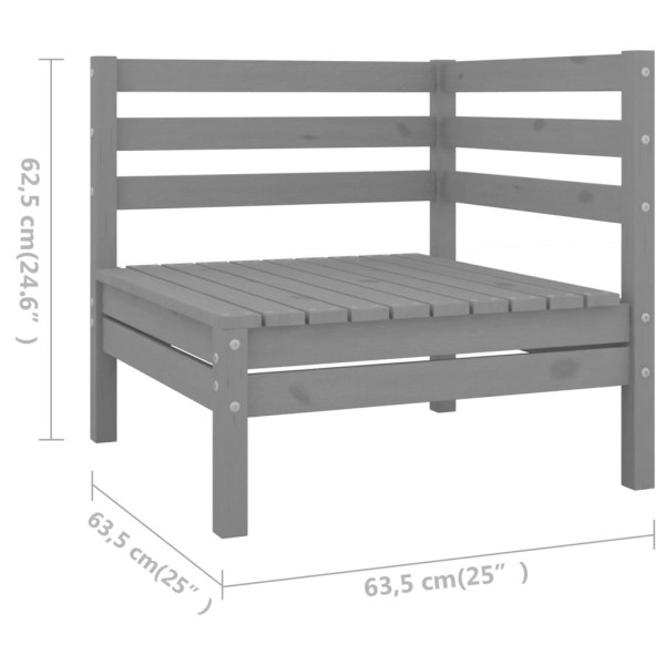 Juego de muebles de jardín 5 piezas madera maciza de pino gris