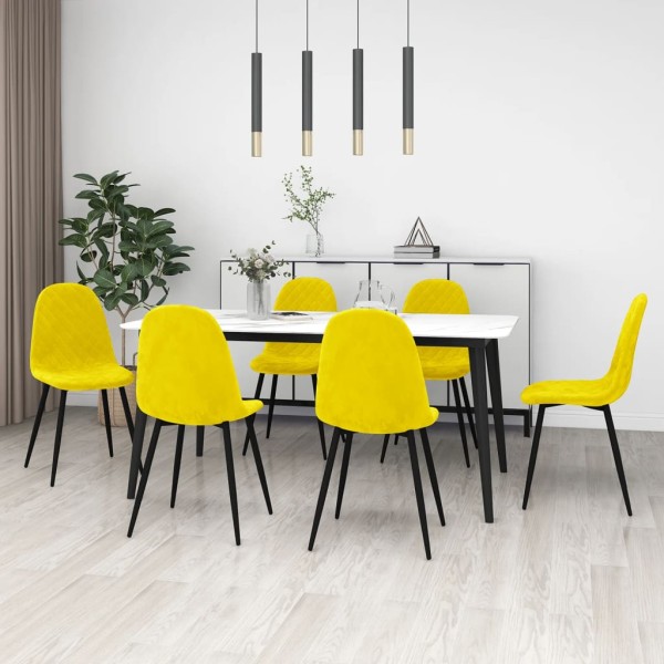 Sillas de comedor 6 uds terciopelo amarillo mostaza