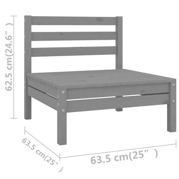 Juego de muebles de jardín 12 piezas madera maciza de pino gris