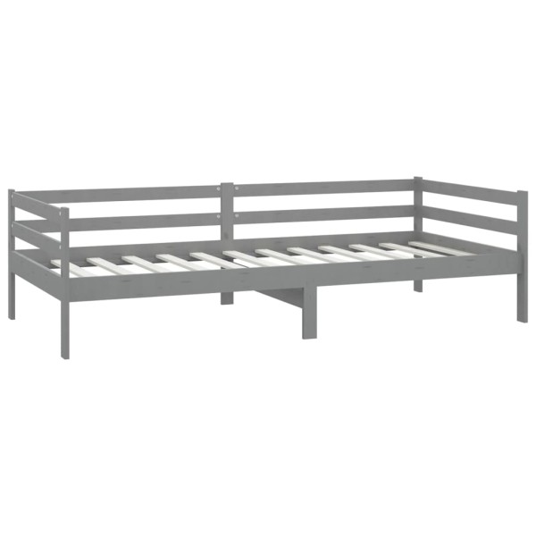 Sofá cama con colchón madera de pino maciza gris 90x200 cm