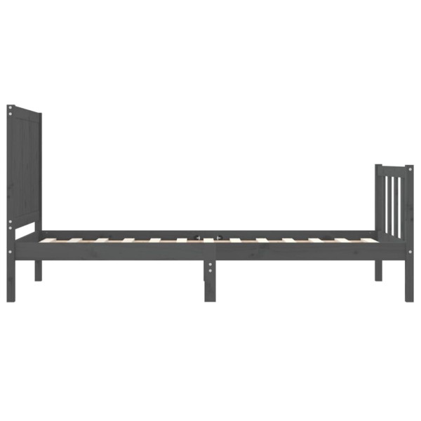 Estructura de cama con cabecero madera maciza gris