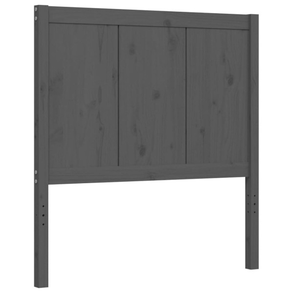 Estructura de cama con cabecero madera maciza gris